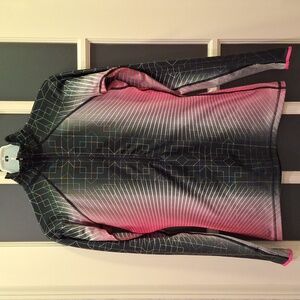 "NIKE PRO ELITE, Women's Sz M, hyperwarm, 1/2 zip, running top. Pink and black